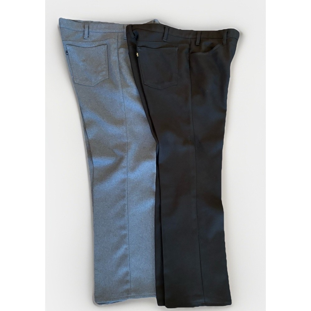 2 Vtg Levi's Dress Pants Mens 38x31 Grandpa Core Dacron Polyester Black Blue USA